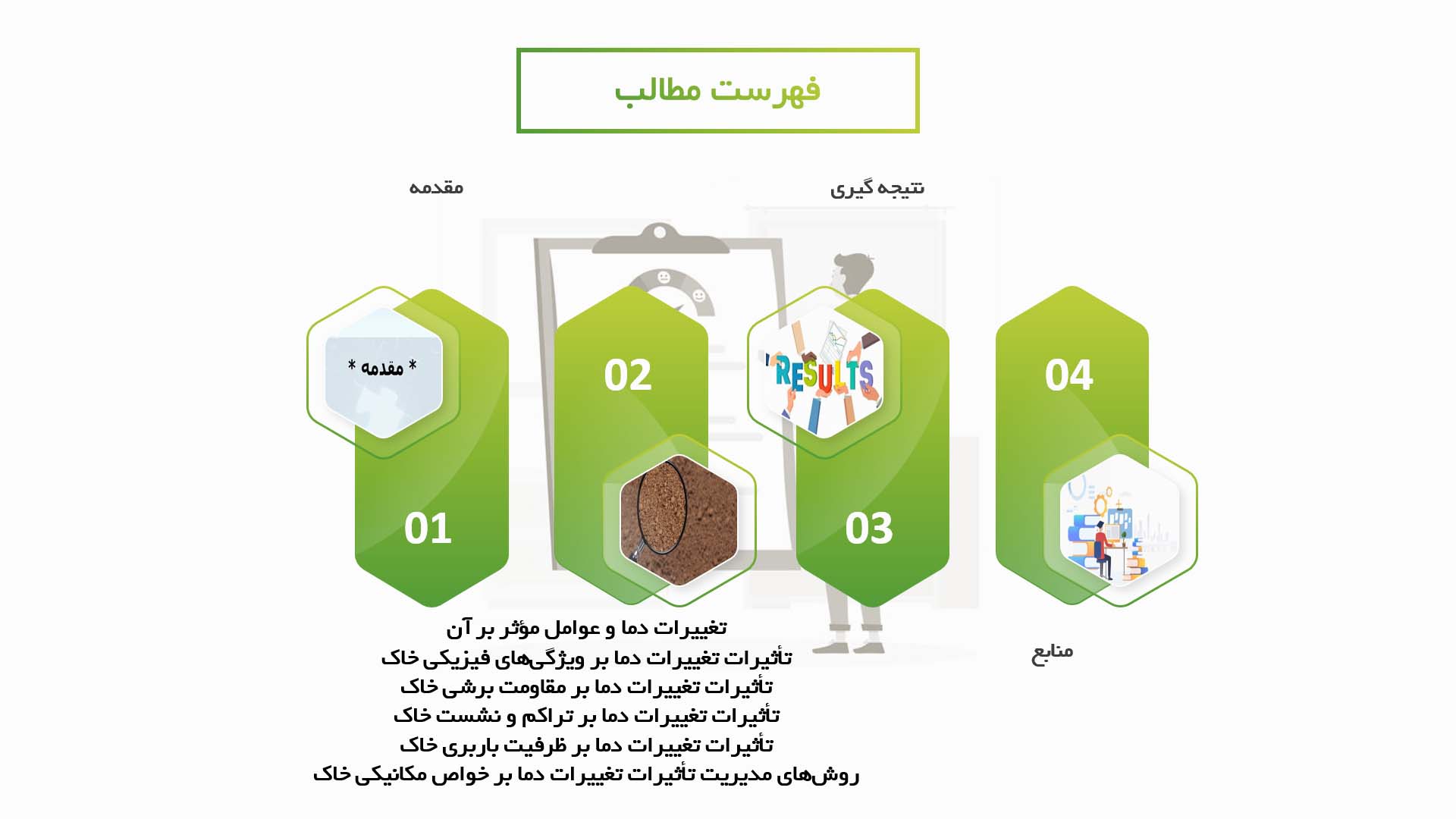 پاورپوینت در مورد تاثیر تغییرات دما بر خواص مکانیکی خاک